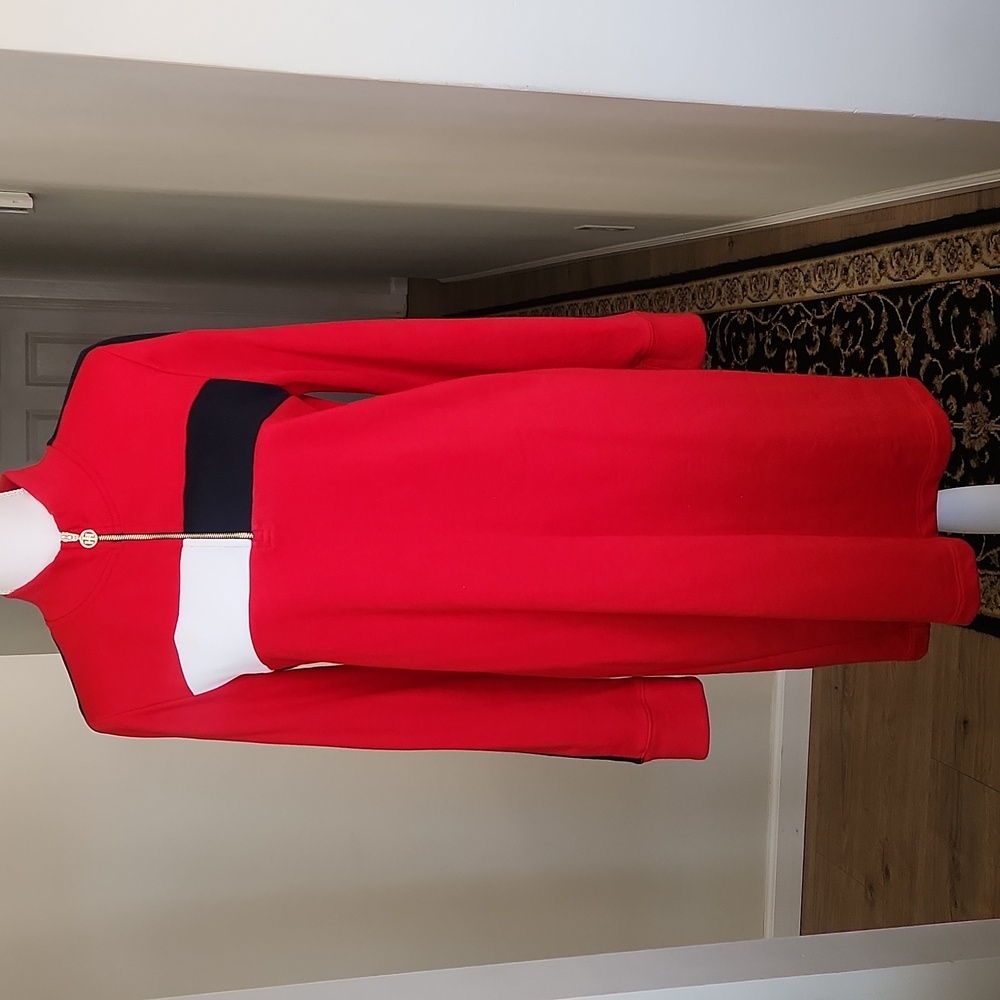 Tommy Hilfiger Logo Mockneck Sweatshirt Dress Long Sleeve Colorblock S